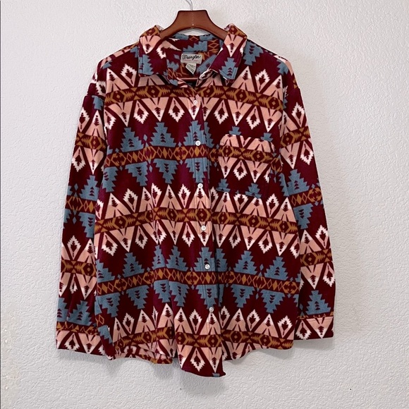 Wrangler Aztec Fleece Shirt Shacket - Picture 1 of 11